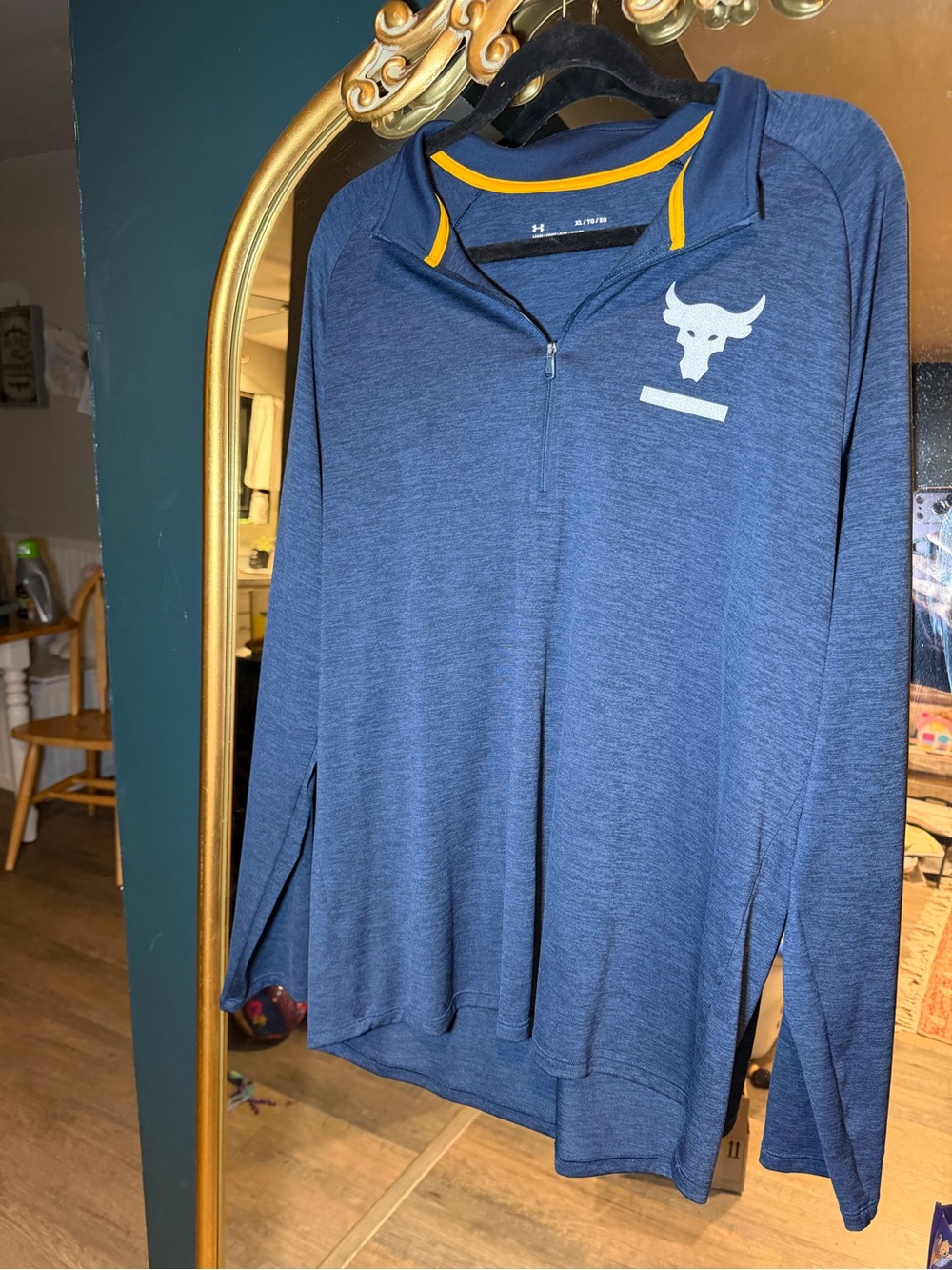 Under Armour Men's Project Rock Navy Blue Quarter-Zip Pullover XL
